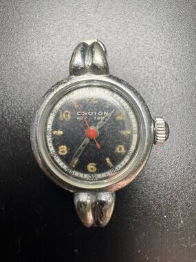 Vintage Croton Aqua-Medico Wristwatch Head Watch Case Only Silver Tone Dial